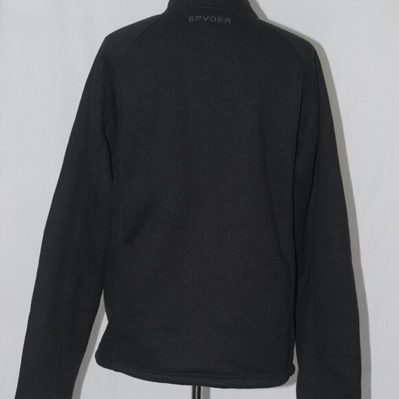 Full Zip Fleece Jacket EUC Spyder Mens Large Black Coat 4 Pockets Waffle Print - Picture 4 of 6